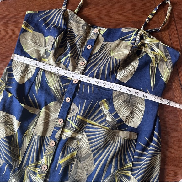 Naif Tropical Palm Leaf Sundress Button Front Pockets Women Plus Size 2X Dress - Picture 11 of 13